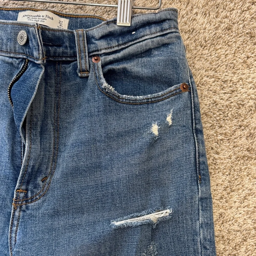 Abercrombie & Fitch Blue Distressed Straight Leg Jeans - Picture 5 of 15